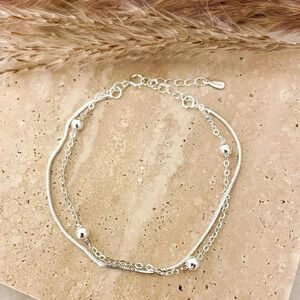 925 Sterling Silver Bead Bracelet Dainty Bracelet Minimalist Stacking Bracelet